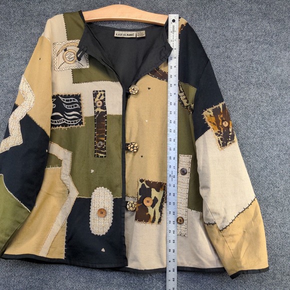 Liz & Me Women's Jacket Multicolor 3X Cotton Rayon Flax Blend Boho Patchwork - Picture 10 of 12